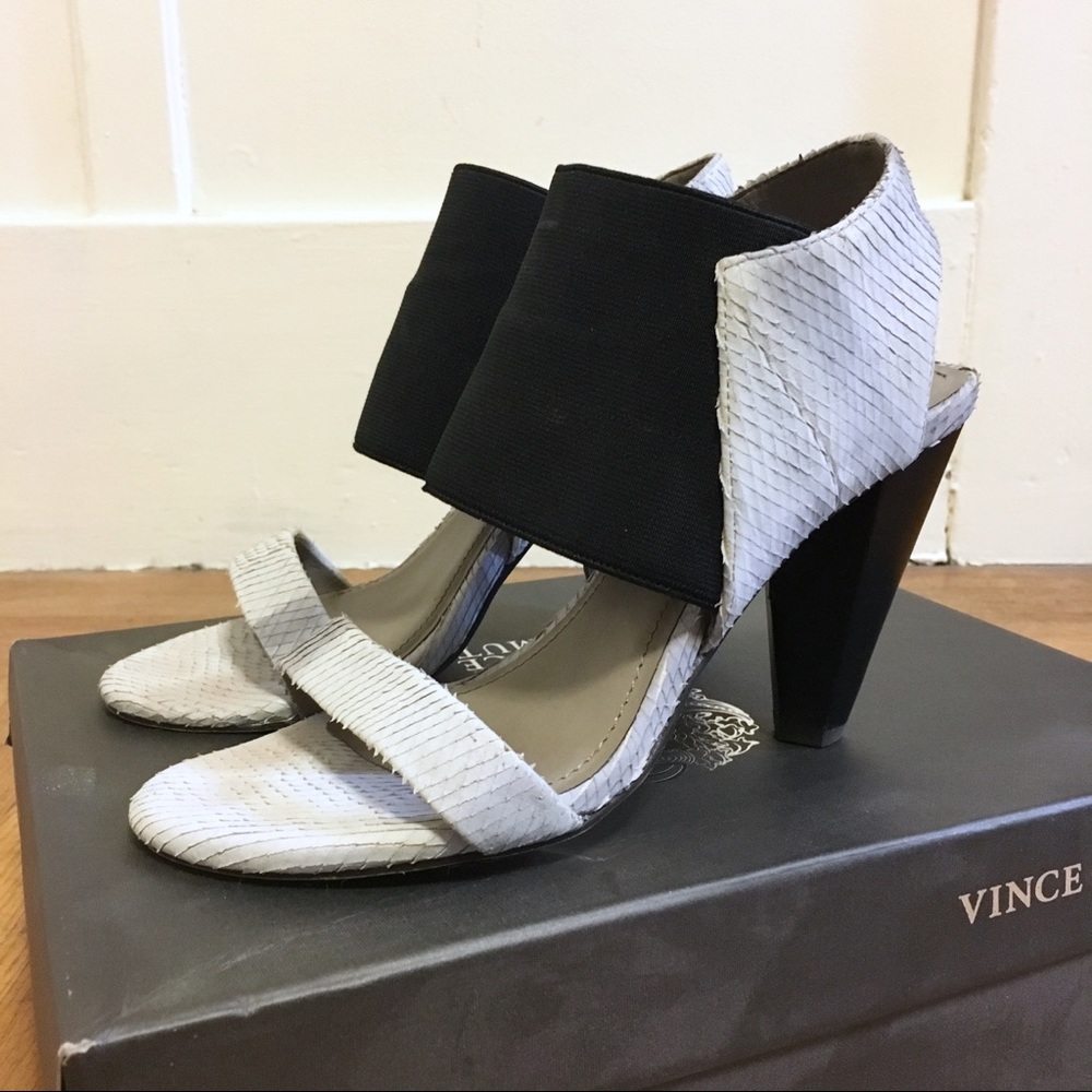 Vince Camuto Carine Grey Snake Heels Sandals