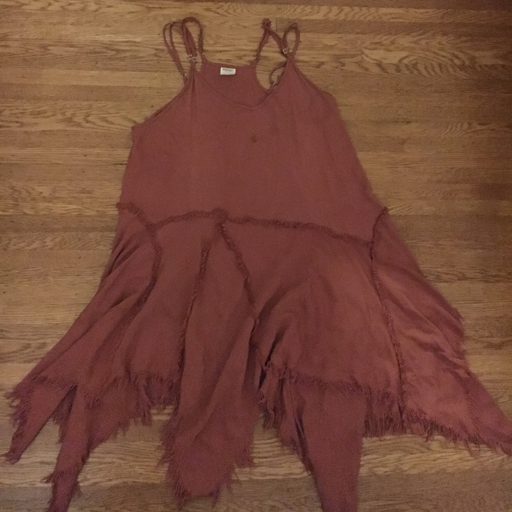 Free People rust color raw hem slip dress size L