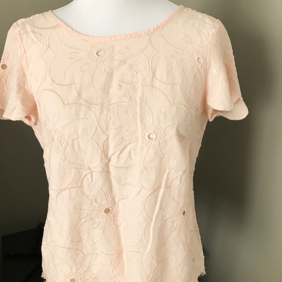 LOFT Eyelet Sleeve Tee in Blush Pink - Picture 3 of 5