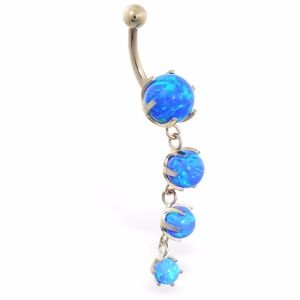 14K White Gold Dangle Navel Piercing Belly Ring