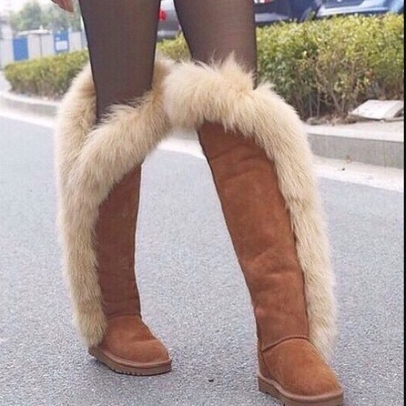 Koolaburra Shoes - Koolaburra Sasha Knee-High Real Fox Fur Boot Sz 7
