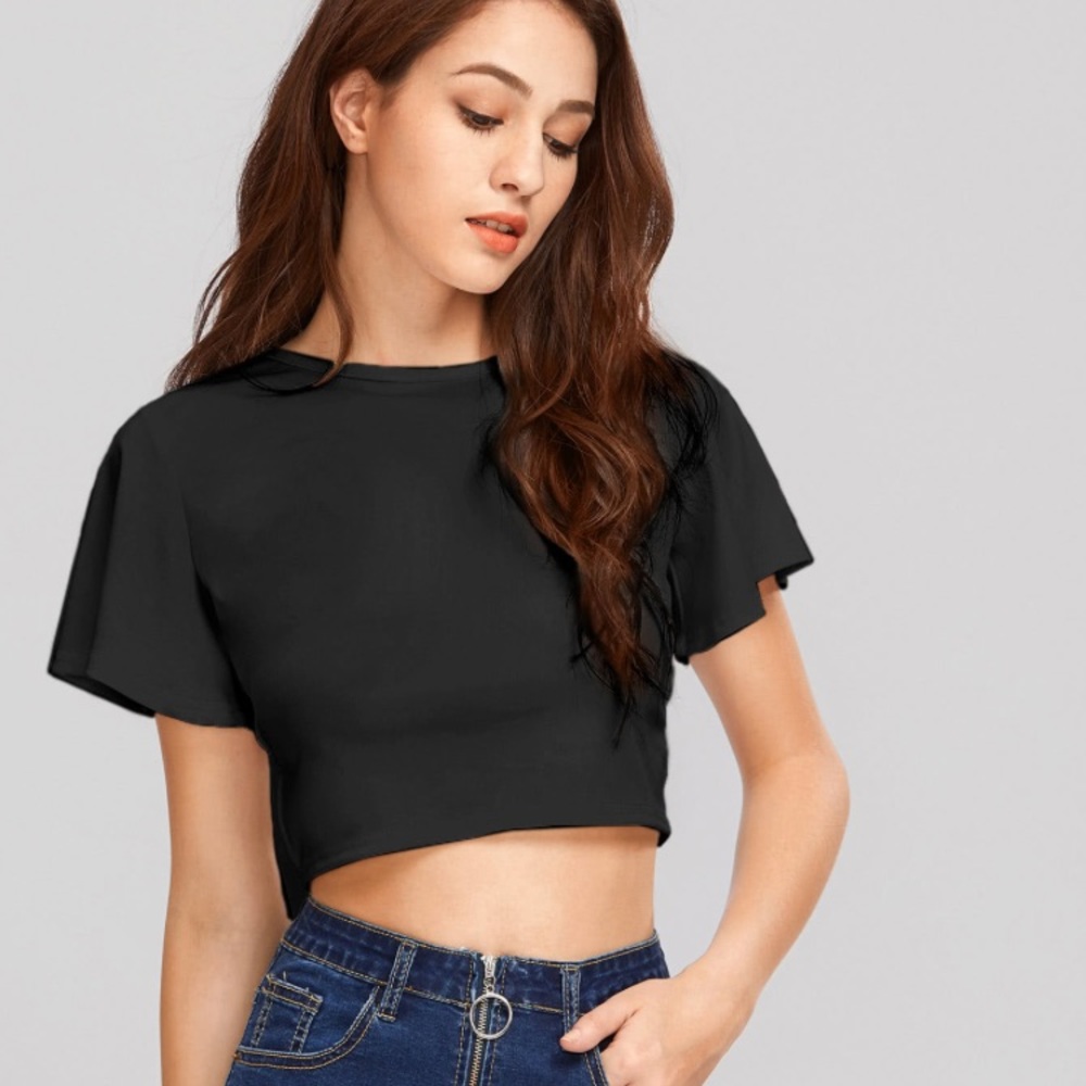 🎉TODAY ONLY SALE🎉Black Lace Up Crop Top-NWOT - Picture 3 of 3