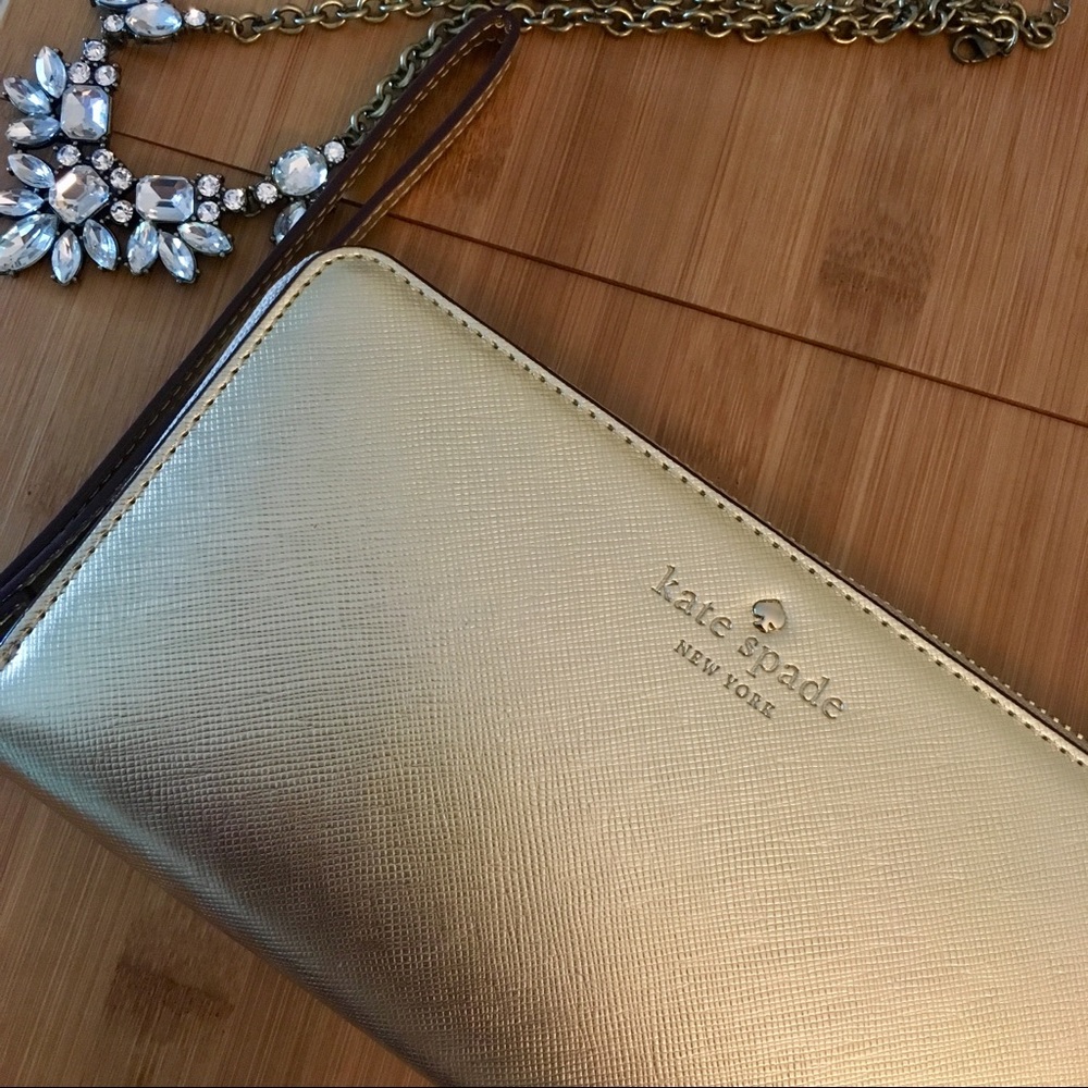 Kate Spade Gold Zip Around Wallet / Wristlet