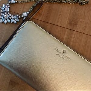 Kate Spade Gold Zip Around Wallet / Wristlet