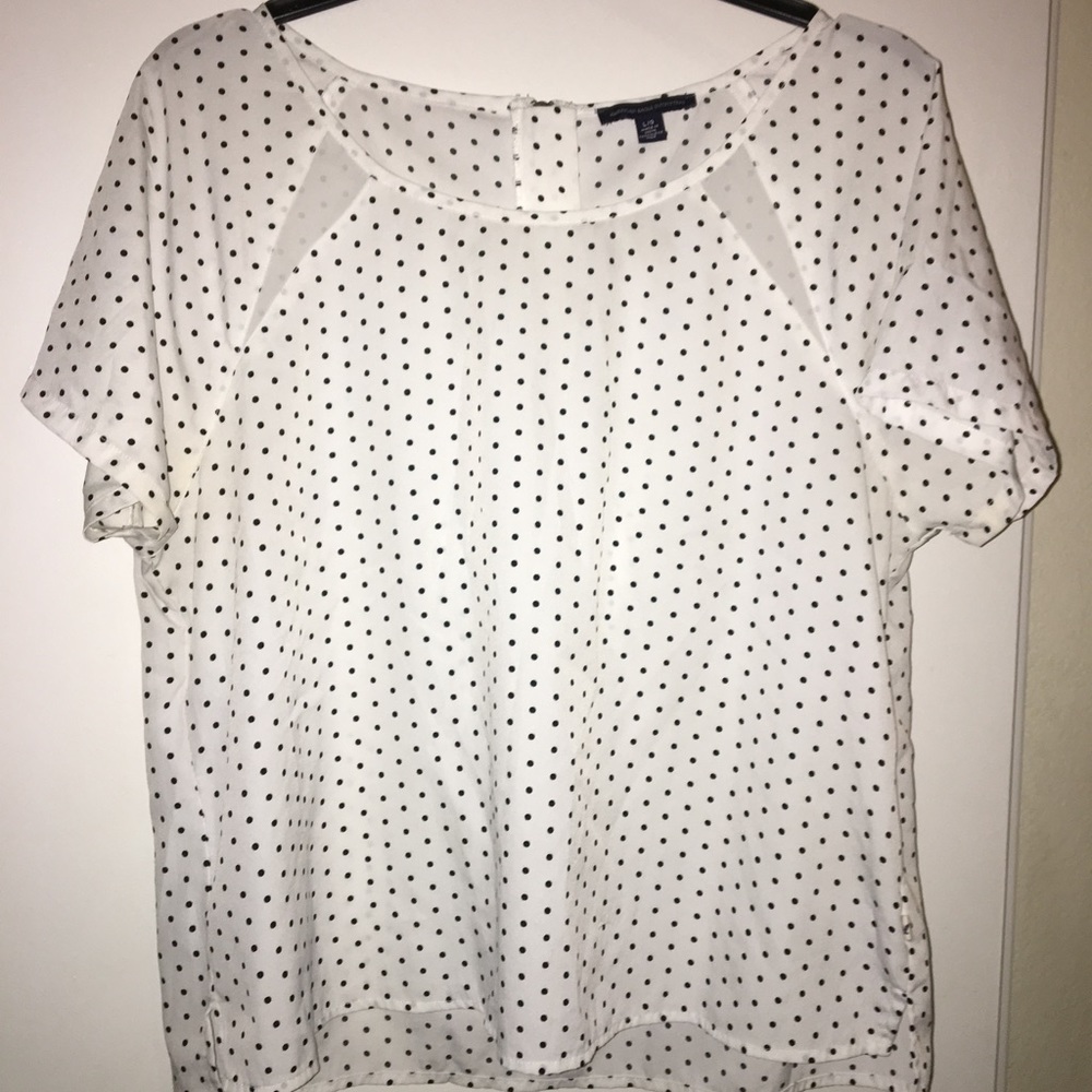 American Eagle B&W Polka Dot Blouse