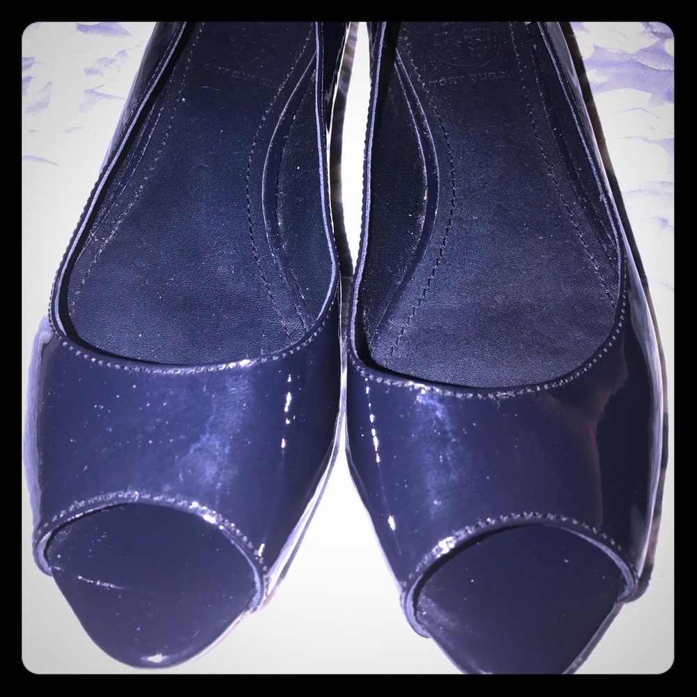 Tory Burch Patent Peep-Toe Flats