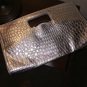 Silver large clutch