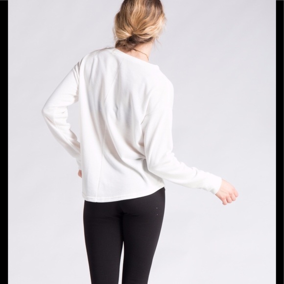 Deer Front French Terry Scoop Neck Sweatshirt Patchwork - Picture 4 of 4