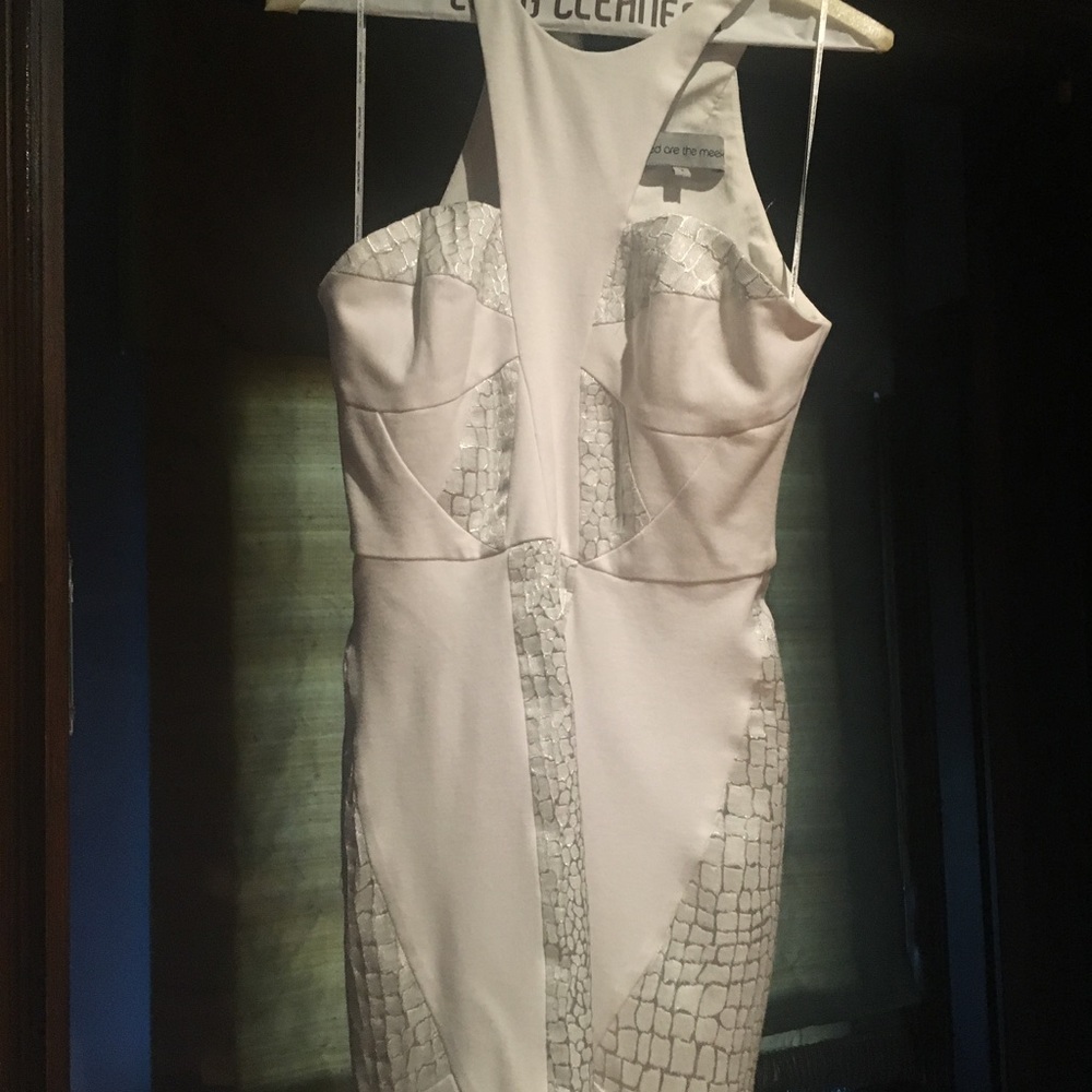 White and silver short dress