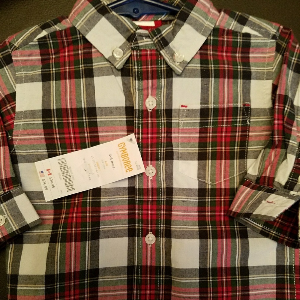 NWT Gymboree Plaid button up shirt  Size3-6 months