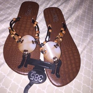 385 fifth brown beaded thong slippers 8