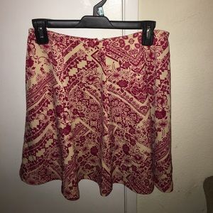 WAYF Cream and Maroon Skirt