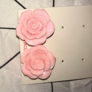pink flower earrings