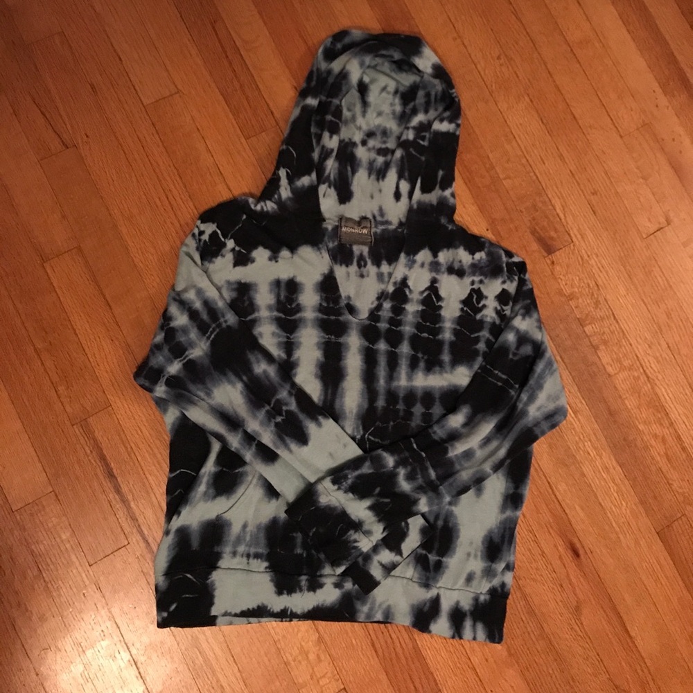MONROW Blue Tie Dyed Hooded Sweatshirt