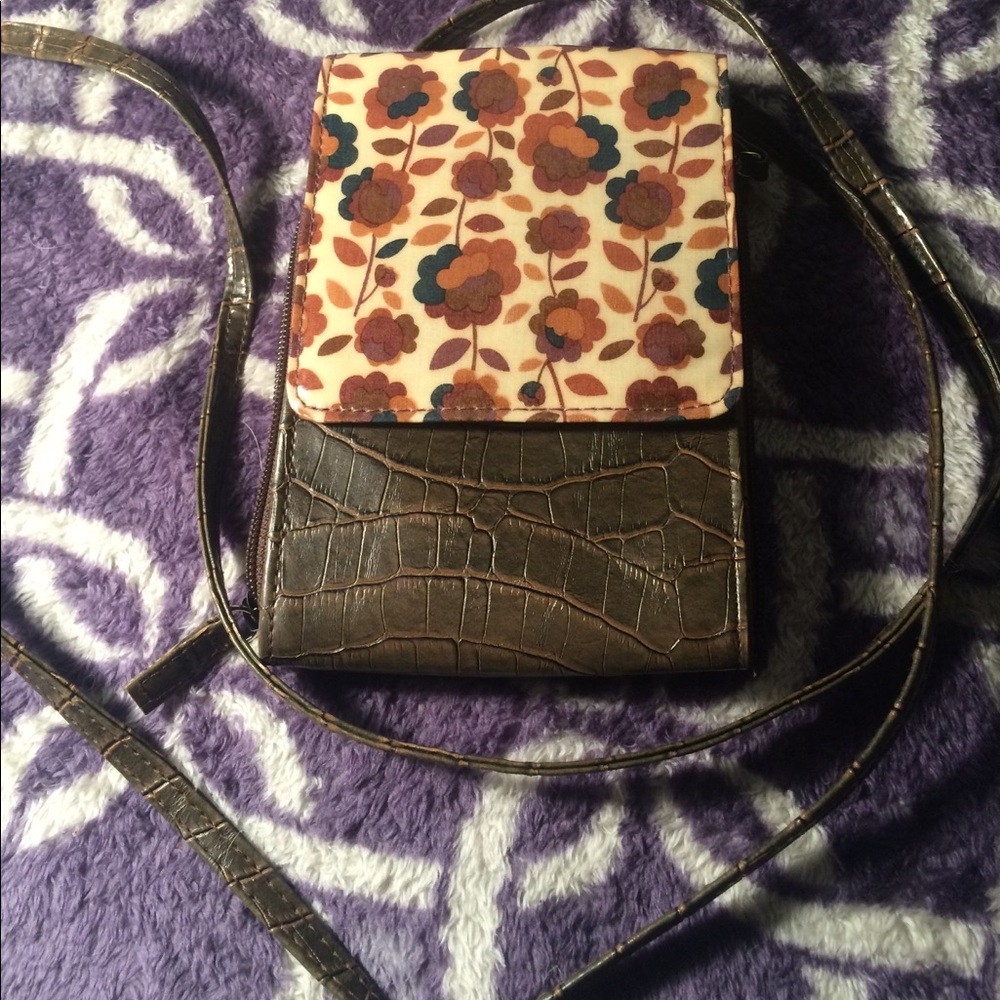 Floral and Snake Print Wallet with Side Strap - Picture 1 of 3