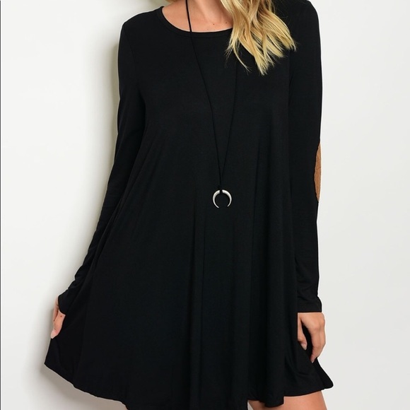 LAST 1! Long Sleeve Dress Tan Elbow Patch Pockets - Picture 5 of 8