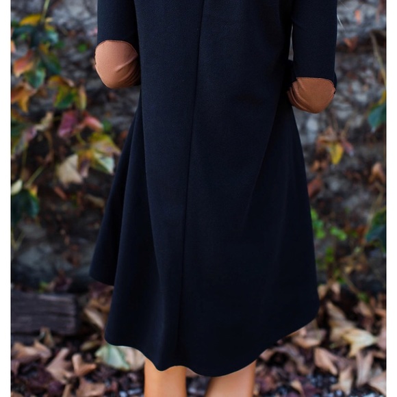 LAST 1! Long Sleeve Dress Tan Elbow Patch Pockets - Picture 2 of 8