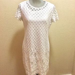 White Lace Short Sleeve Dress