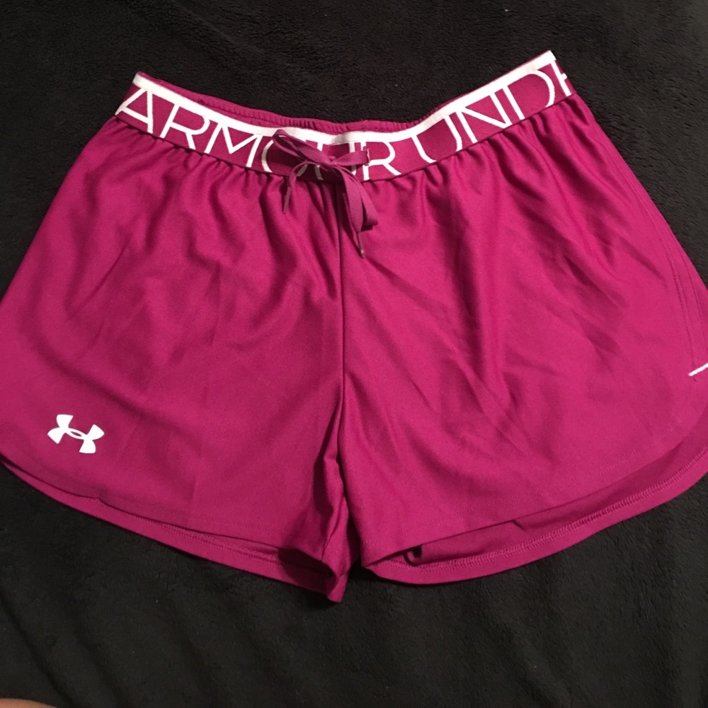 Purple Under Armour shorts