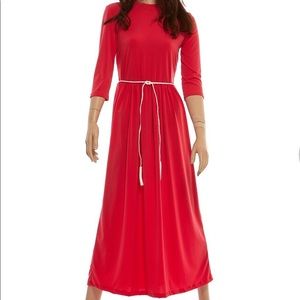 Women Long Sleeve Causal Plain Loose Maxi Dress