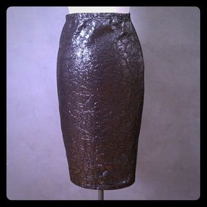 Gunmetal Sparkly Metallic Pencil Skirt