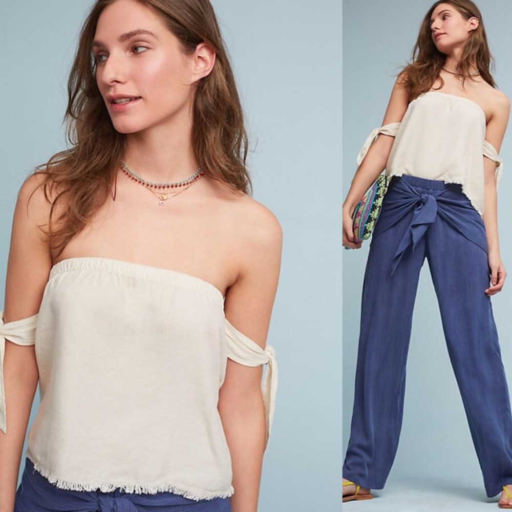 NWT Anthropologie Frayed Off-Shoulder Top