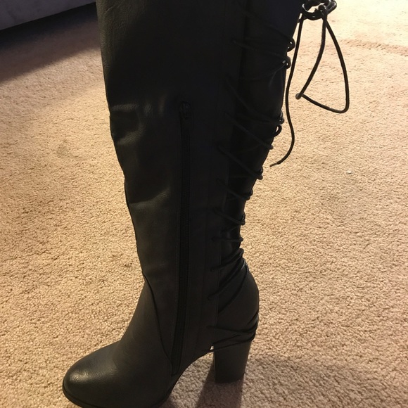 JustFab Shoes - Black lace up knee boots