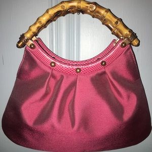 Pink Gucci Clutch Bag with Bamboo Handles