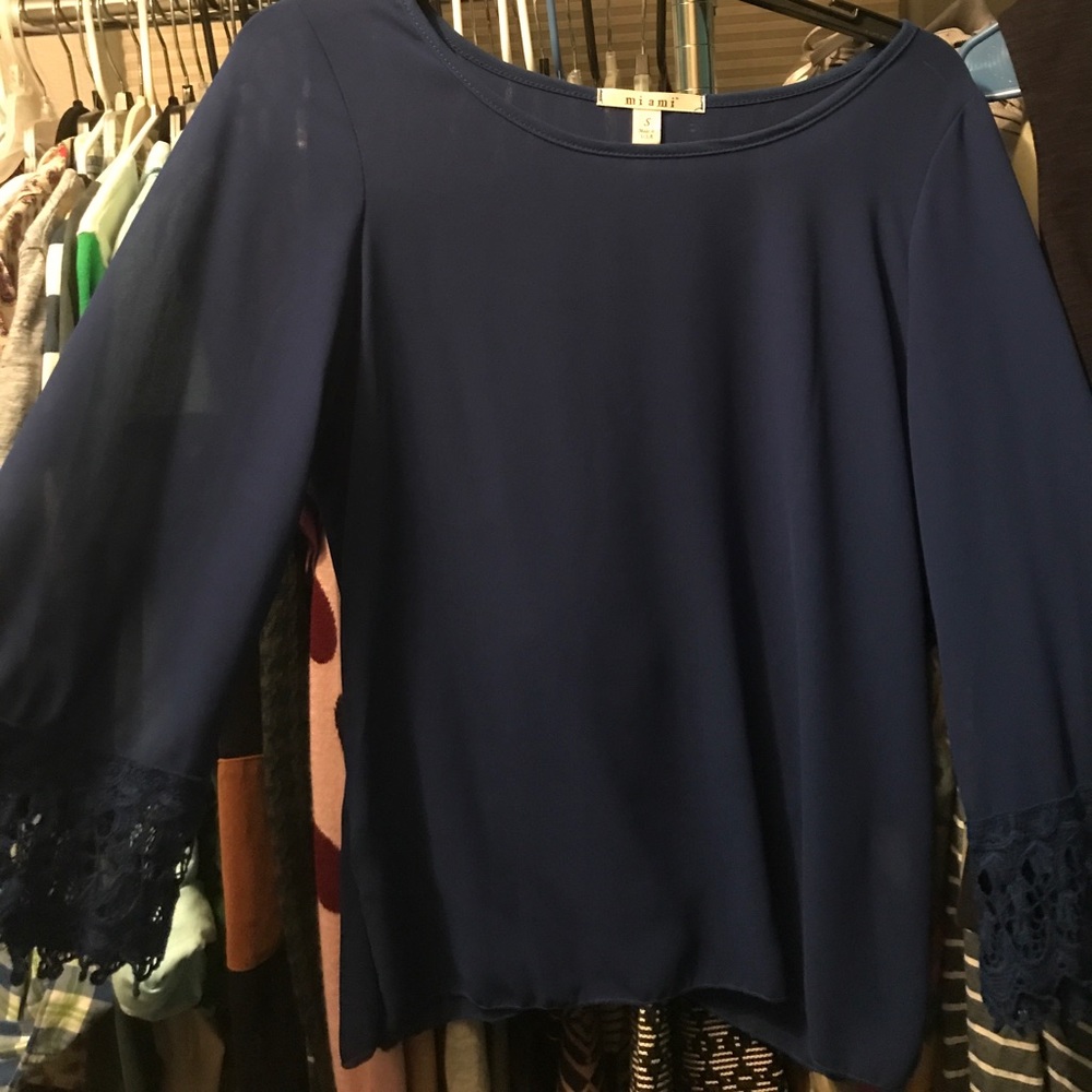 Francesca's semi sheer royal blue blouse