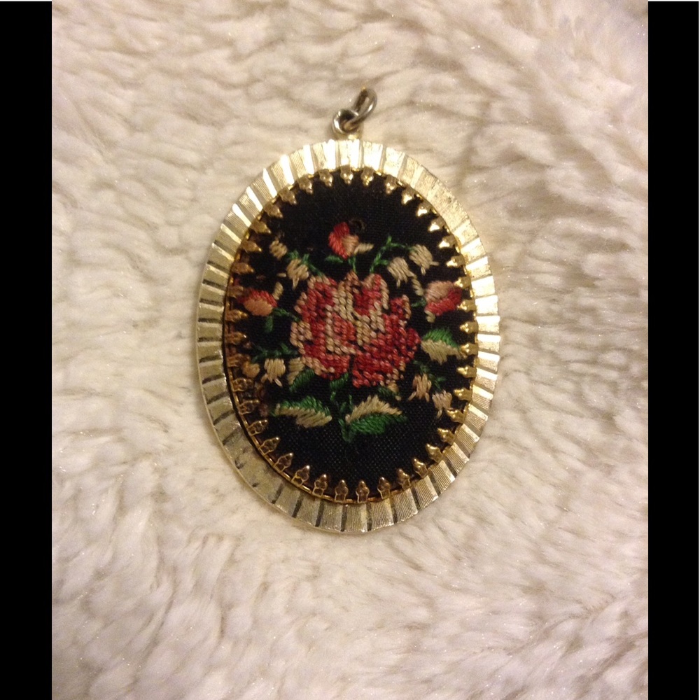 Vintage embroidered pendant