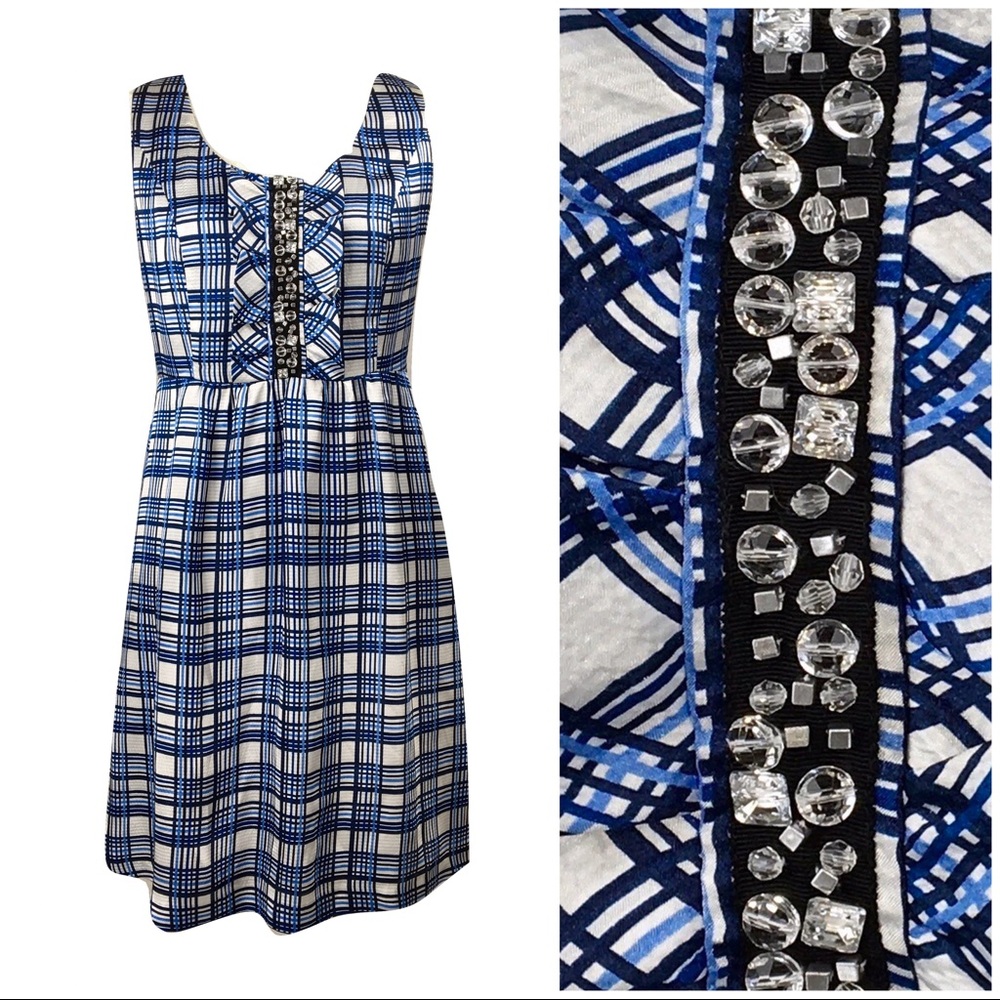 Mac & Jac Blue & White Embellished Dress