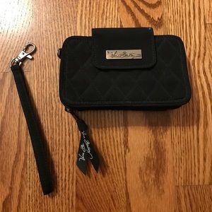 Black Vera Bradley Diamond Patterned Wristlet