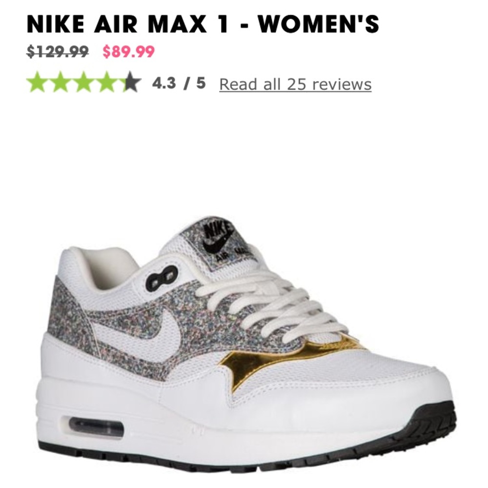 Nike Air Max 1 white with speckled & gold