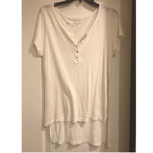 UO White Buttoned Short Sleeve Henley T-Shirt