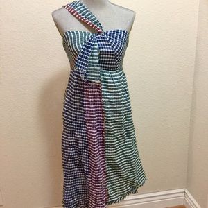 Anthropologie Blue One Shoulder Dress by Maeve