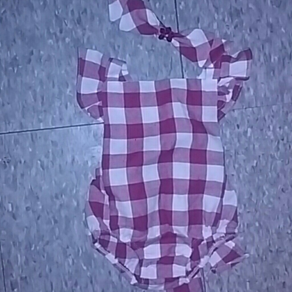 Adorable red plaid baby outfit