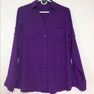 Purple button up blouse