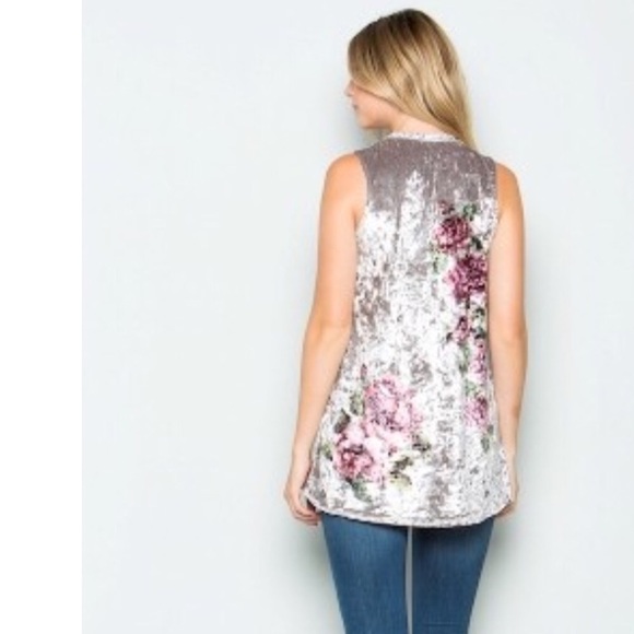 Crushed Velvet Sleeveless Floral Tunic - Picture 3 of 4