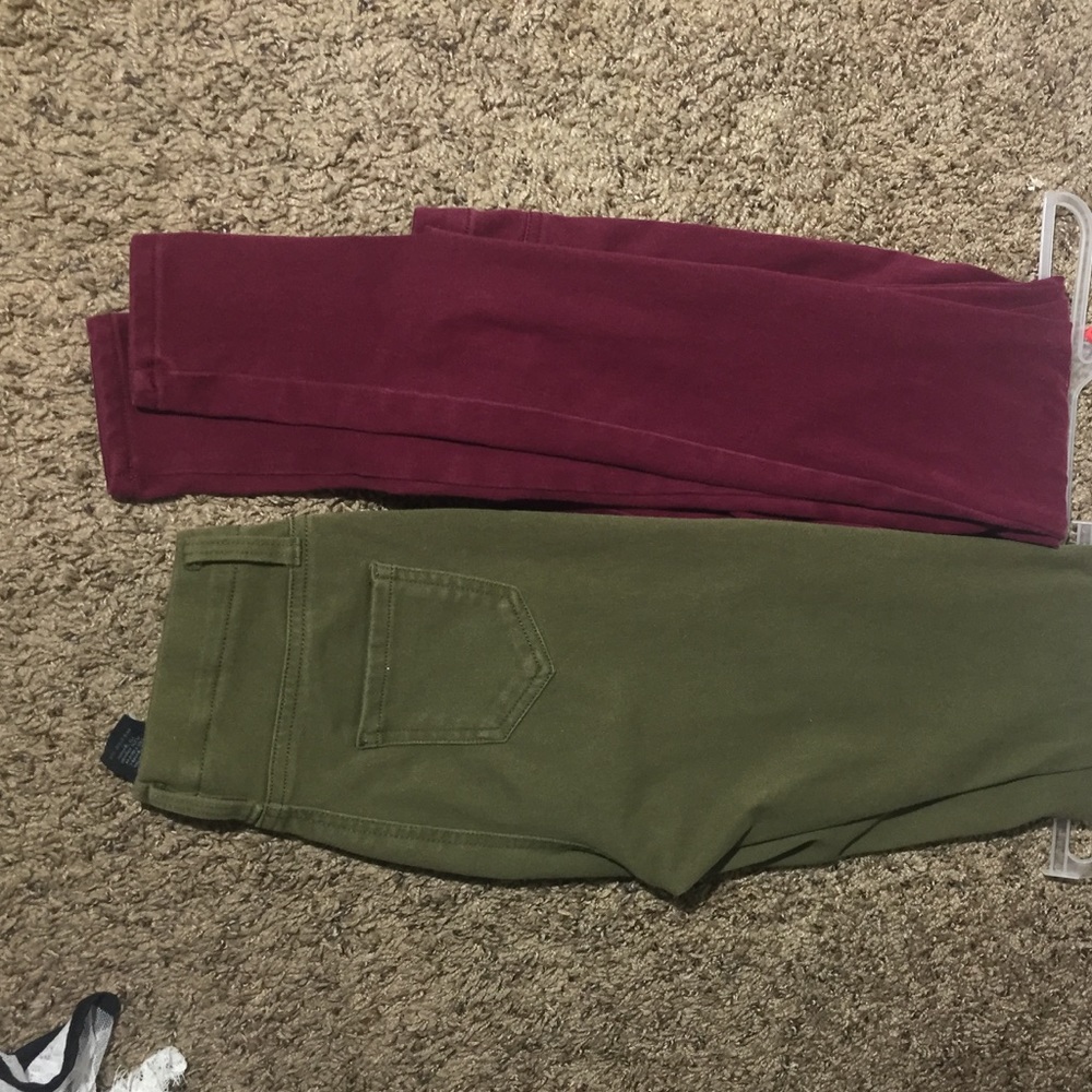 2 jeans for 1 autumn maroon and forest green