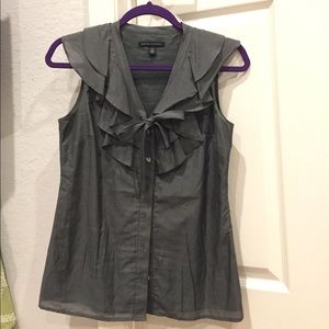 Banana Republic Ruffle shoulder bow front top