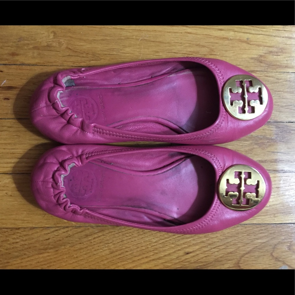 Tory Burch Reva Ballet Flats Fuschia Sz 7
