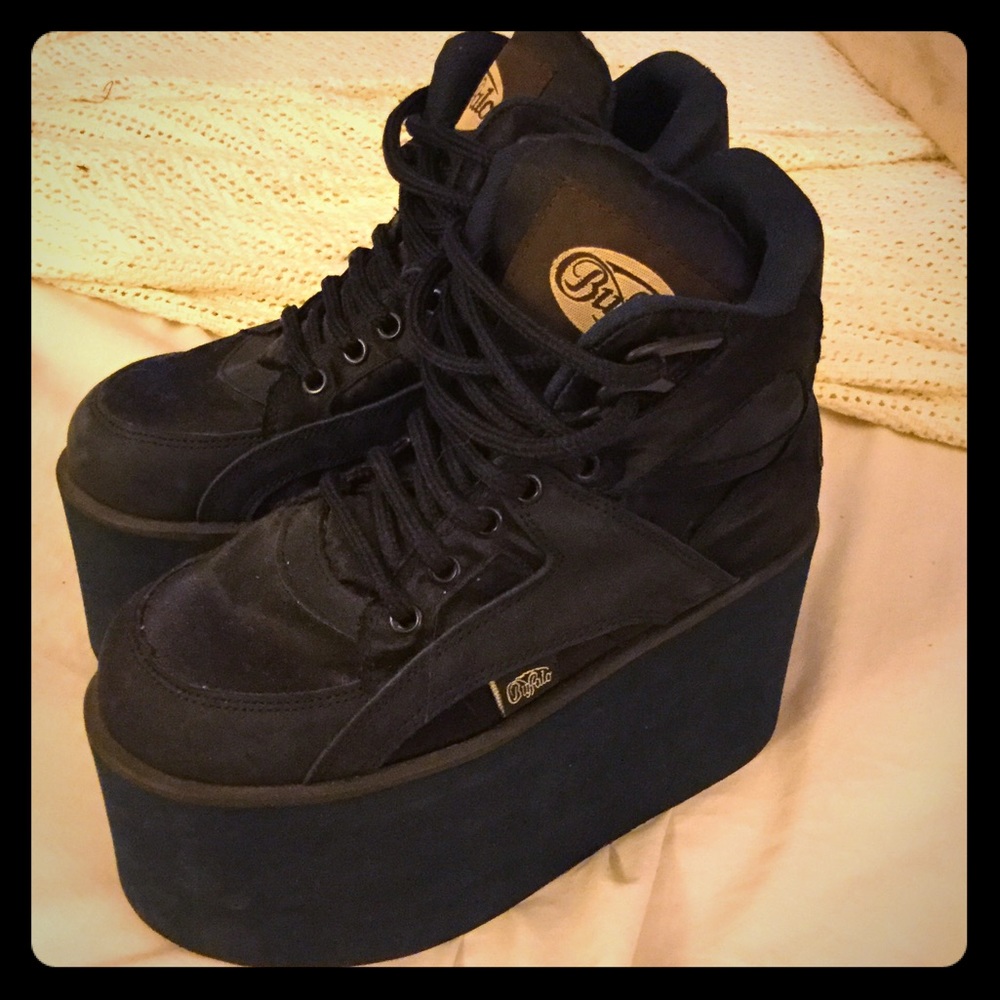 NAVY BUFFALO PLATFORM BUFFALO BOOT FLATFORMS SZ 36