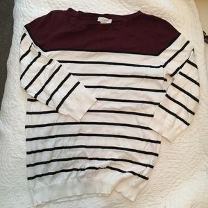 LOFT Color Blocked and Striped Sweater