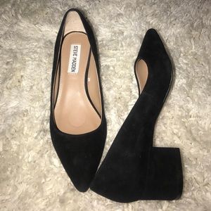 Black leather suede shoes
