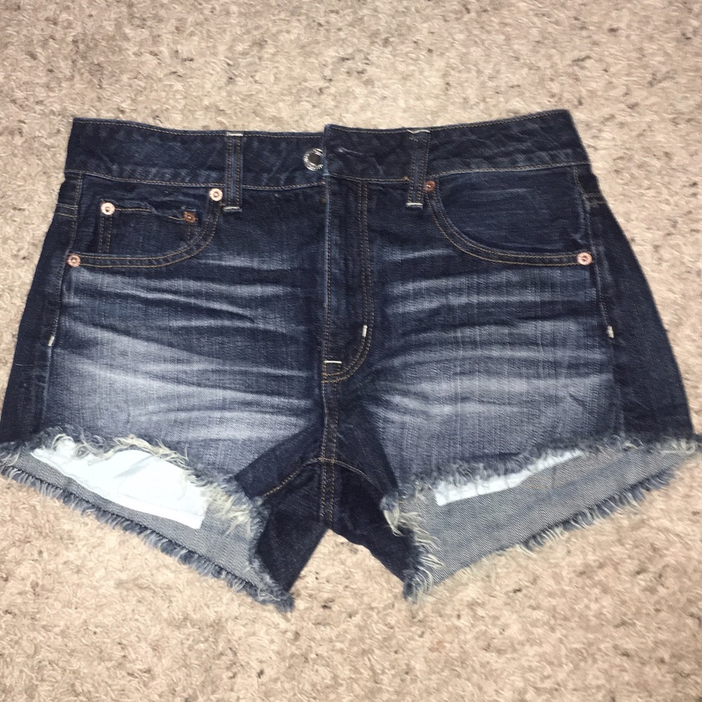 AE hi waisted denim cut off shorts