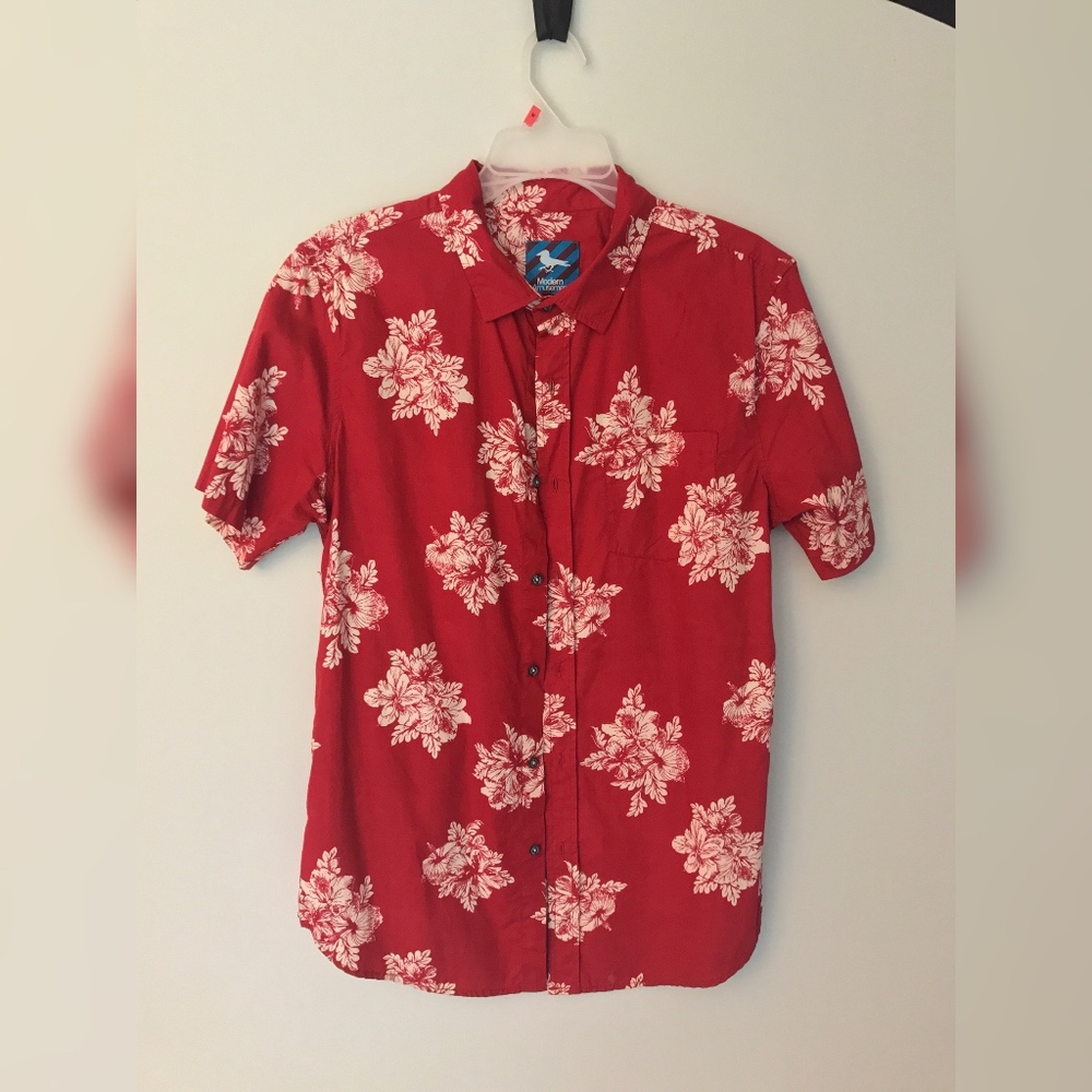 Red Modern Amusement Floral Shirt