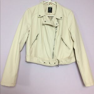Cream faux leather jacket