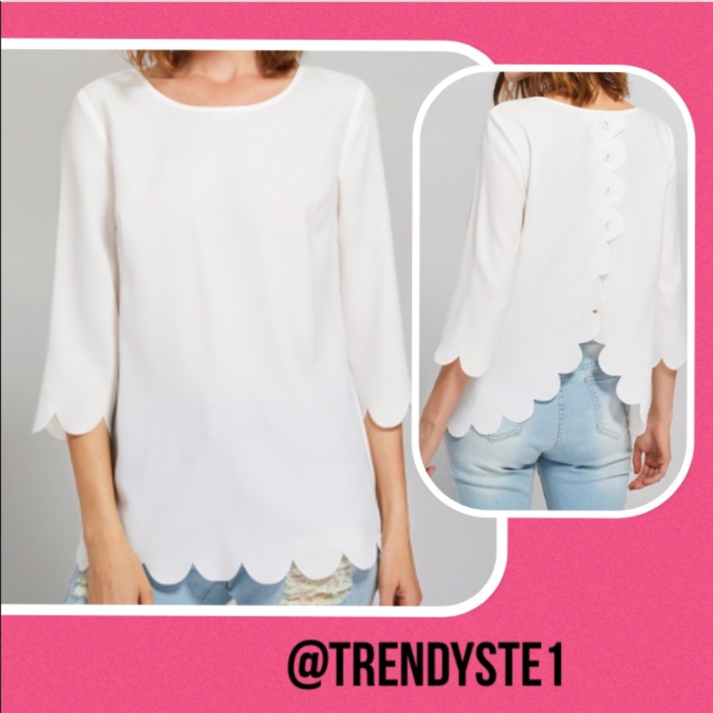 Scallop trim blouse