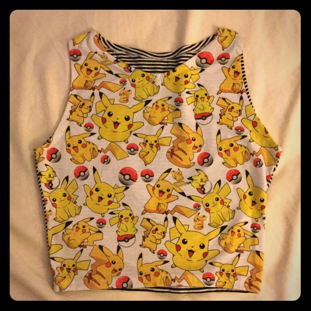 OOAK PIKACHU POKÉMON CROP TANK TOP SZ S ANIME NERD