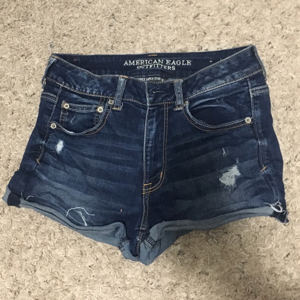 AE dark wash distressed high waisted denim jeans
